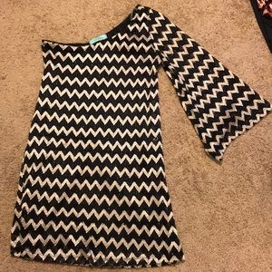 Chevron one shoulder dress.